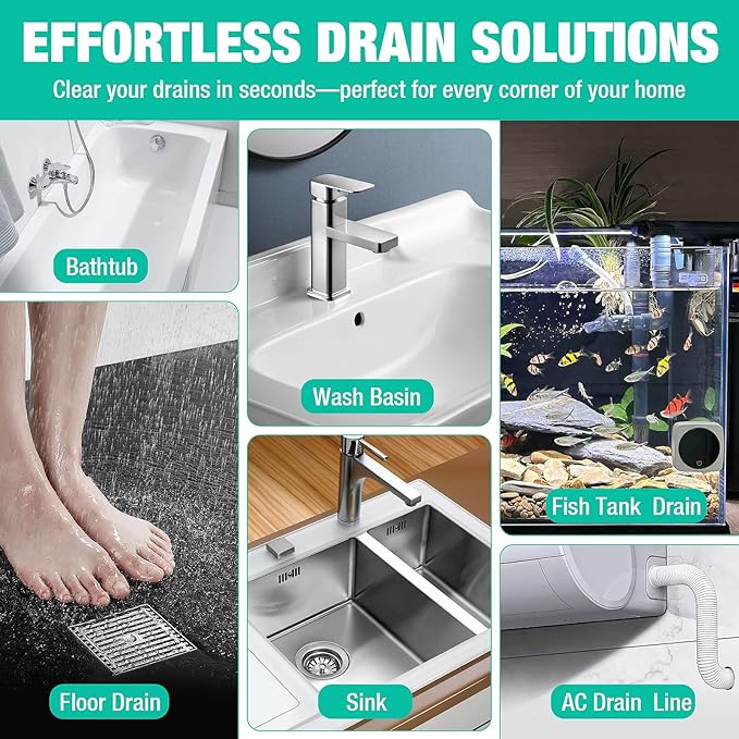Rotating Handle Drain Snake - 40 Inch Steel Wire Hair Drain Clog Remover, Heavy Duty Flexible Plumbing Snake for Shower, Sink, Toilet, Bathroom & Kitchen Drain Cleaner Tool(6PCS)