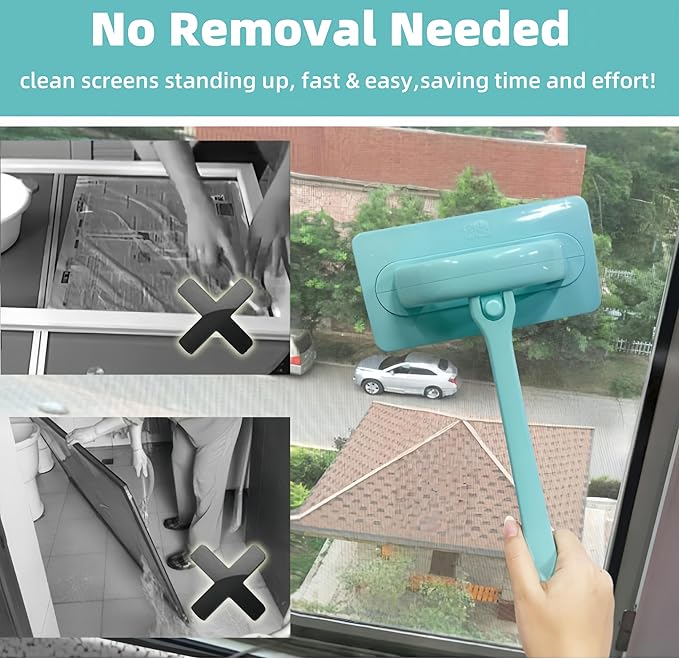 5 Pack Window Cleaning Brush Tool Kit, Dry and Wet Use Window Mesh Screen Cleaner, Detachable Handle, Multi-Functional Window Track Cleaning Brush for Window Sills and Grooves