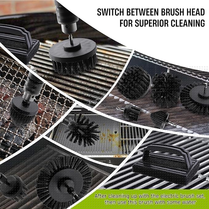 6 Piece BBQ Grill Cleaning Brush Ultra Stiff Drill Powered Cleaning Brushes Nylon Safe Bristle BBQ Grill Rust Remover Gift for Dad Grill Cleaner for Outdoor Grill (Black)