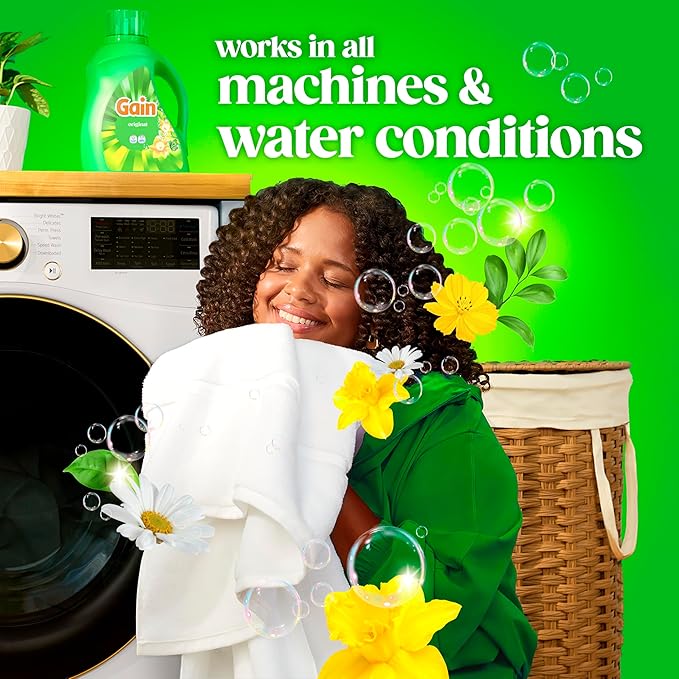 Gain Liquid Laundry Detergent, Original Scent, Freshness + Odor Fighting, High Efficiency Washing Machine Liquid Cleaning Soap, 60 fl oz, Pack of 2 (Packaging May Vary)