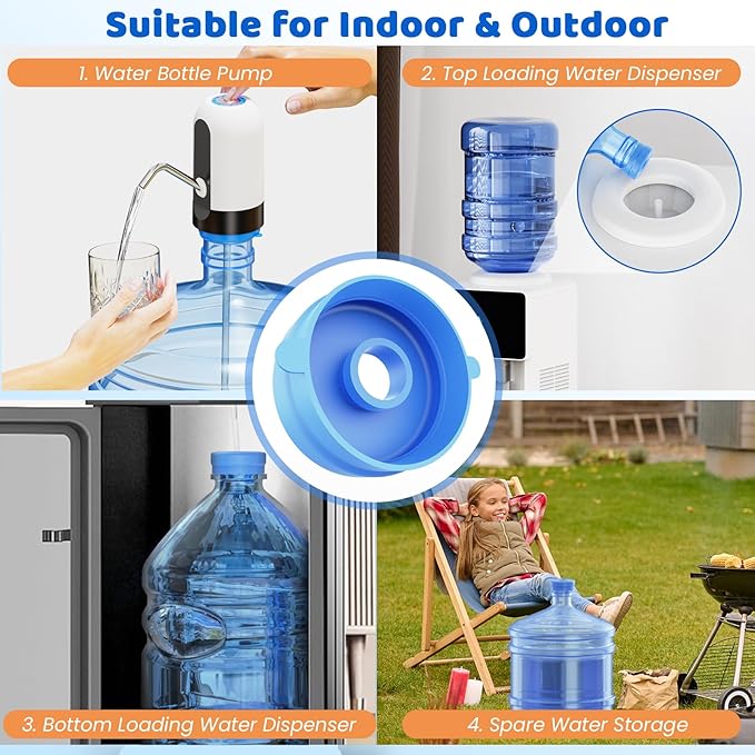 Myvision Reusable 3-5 Gallon Water Jug Caps, Secure Cap for Water Dispenser,No Spill Silicone Replacement Cap,Suitable for bottle mouths with diameters ranging from 1.89 to 2.16 inches (8)