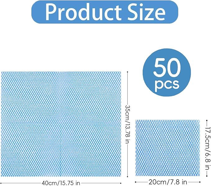 Disposable Dish Cloths Heavy Duty Disposable Cleaning Cloths for Kitchen Multi-Purpose Blue Dish Rags 50 Count/Pack