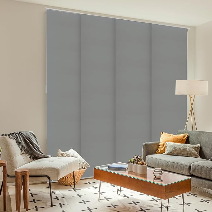 CHICOLOGY Sliding Door Blinds , Blinds for Sliding Glass Doors , Sliding Glass Door Blinds , Vertical Blinds for Patio Doors , Room Divider , Skyrise Grey (Light Filtering) W:46-86 x H: 0-96 inch