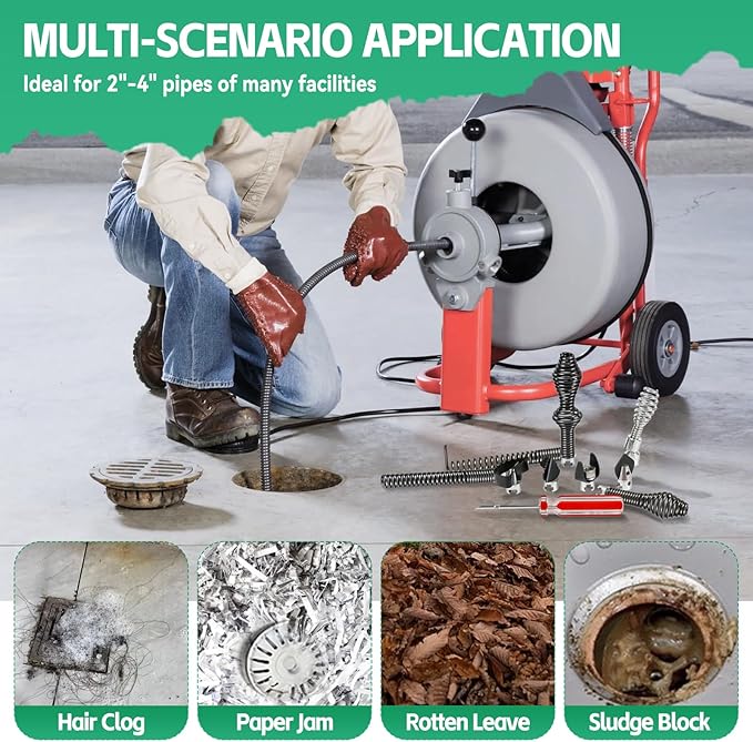 10-Piece Drain Cleaning Kit Fit for RIDGID Sectional Cables – Heavy Duty Cutters & Augers Fit for K-400, C-4, C-6, C-7, C-8, C-9 Machines, Compatible with 5/16", 3/8" & 5/8" Cables