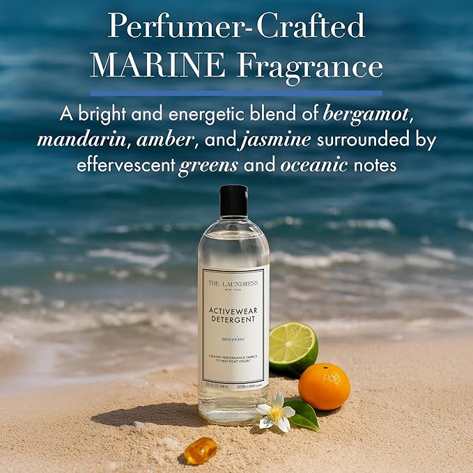 The Laundress Activewear Laundry Detergent, 32 Oz, Marine Fragrance, 4-in-1 Enzyme Blend for Workout Performance Fabrics, Fights Sweat Odors & Stains, USDA Certified Biobased Product (90%) (Pack of 2)
