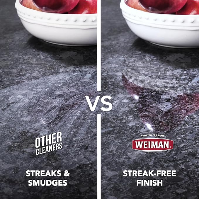 Weiman Disinfecting Granite and Stone Countertop Cleaner and Polish - Safely Cleans & Shines Marble, Quartz Quartzite Slate, Limestone, Corian, Laminate Tile, 64 Oz, 2 Pack