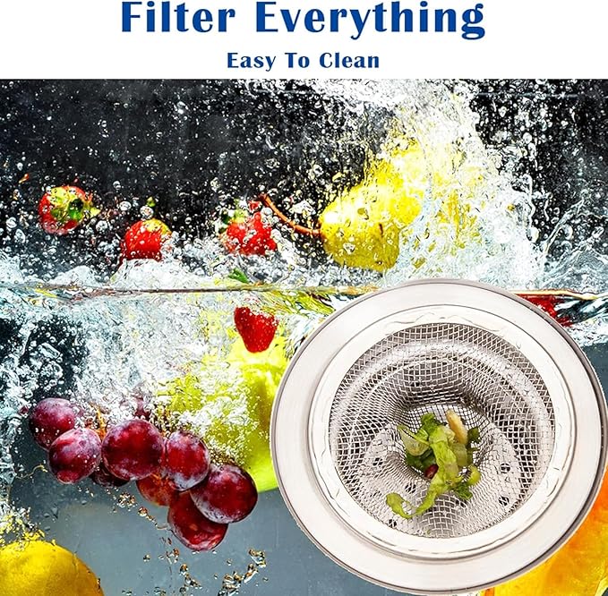6 pcs Heavy Duty Stainless Steel Slop Basket Filter Trap, 2.75" Top / 1" Mesh Metal Sink Strainer,Perfect for Kitchen Sink/Bathroom Bathtub RV Wash Basin Floor Drain Balcony Drain Hole
