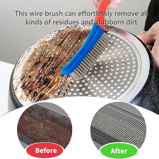2 PCS Wire Brushes Professional Wire Grill Brushes Wire Cleaner Heavy Duty Stainless Steel Grill Cleaning Wire Brush with Rubber Covered Handle for BBQ Grill Accessories