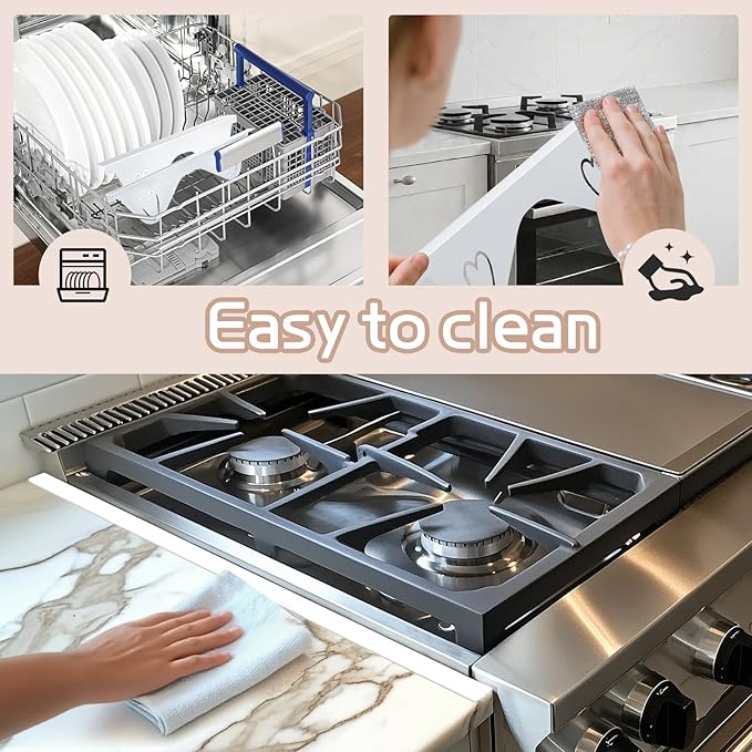 Stainless Steel Stove Gap Covers, Stove Gap Filler, Oven Gap Filler, Range Trim Kit in Kitchen, JessWednes 2 PCS Extendable Guard 13.8" to 27.5", Width 0.79", Heat Resistant and Easy to Clean (WHITE)