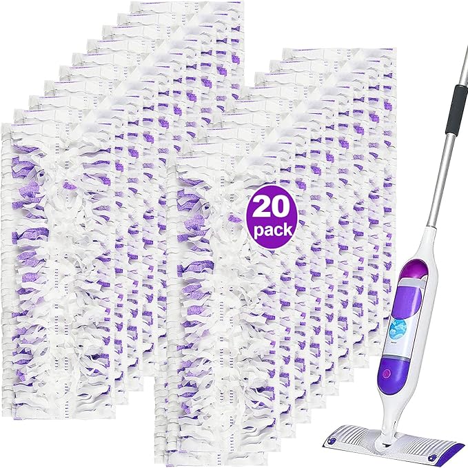 20 Count Disposable Power mop Pads Compatible with Swiffer Power mop Refills and Wood PowerMop, Multi-Surface swiffer Wet Pads Refills Replacement Use for Floor Cleaning