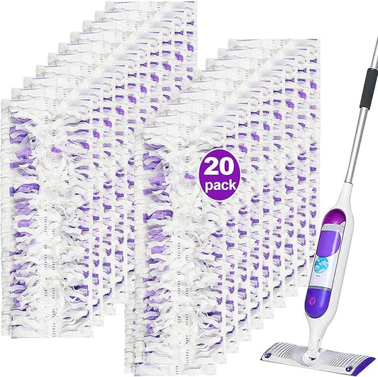 20 Count Disposable Power mop Pads Compatible with Swiffer Power mop Refills and Wood PowerMop, Multi-Surface swiffer Wet Pads Refills Replacement Use for Floor Cleaning