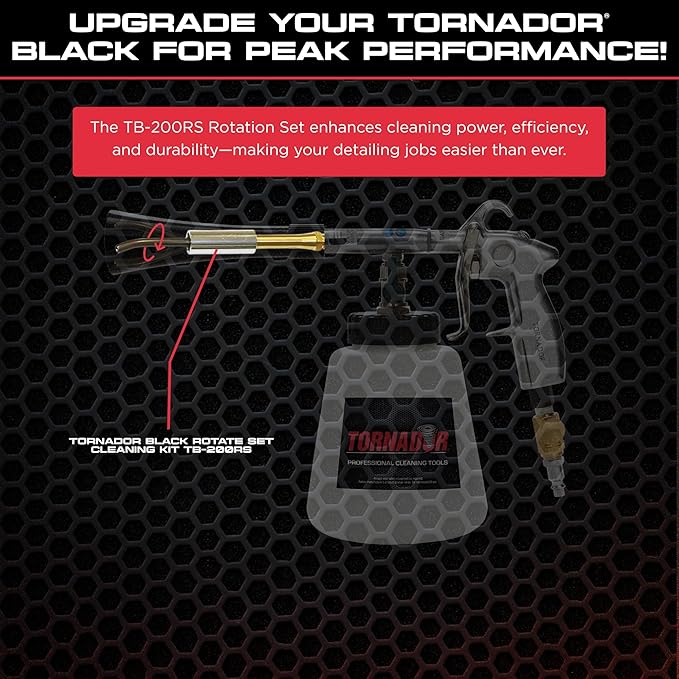 Tornador TB-200RS Rotation Set for Z-020 Black | OEM Weighted Tube with Rotating Rod | Boosts Cleaning Power | Quick Install | Perfect for Car Upholstery, Interiors, Carpets, and Dashboards