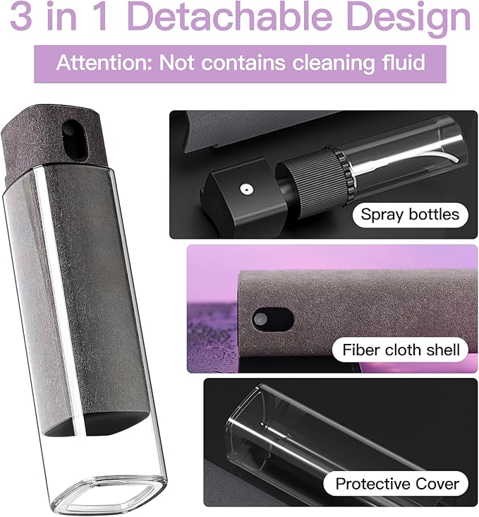 CUIUD Screen Cleaner Kit, Two in One Screen Cleaner Spray and Wipe, Touchscreen Mist Cleaner Spray Bottle for Phone/Laptop/Tablet/TV/Monitor/Car Screens(Pink)