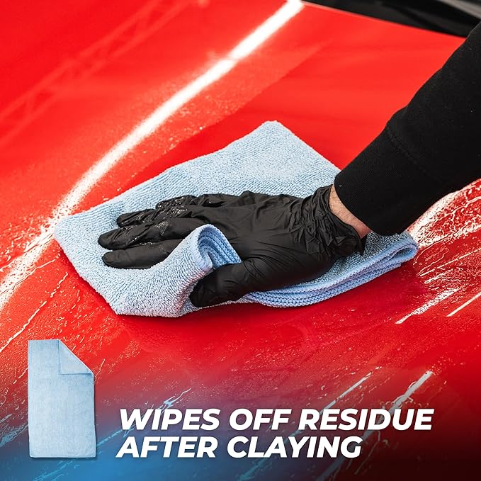 The Rag Company - Clay Bar Kit – Remove Embedded Contaminants & Restore Smooth Paint – Includes Premium Clay Bars, Clay Lubricant & Microfiber Towels - 6 Piece Kit