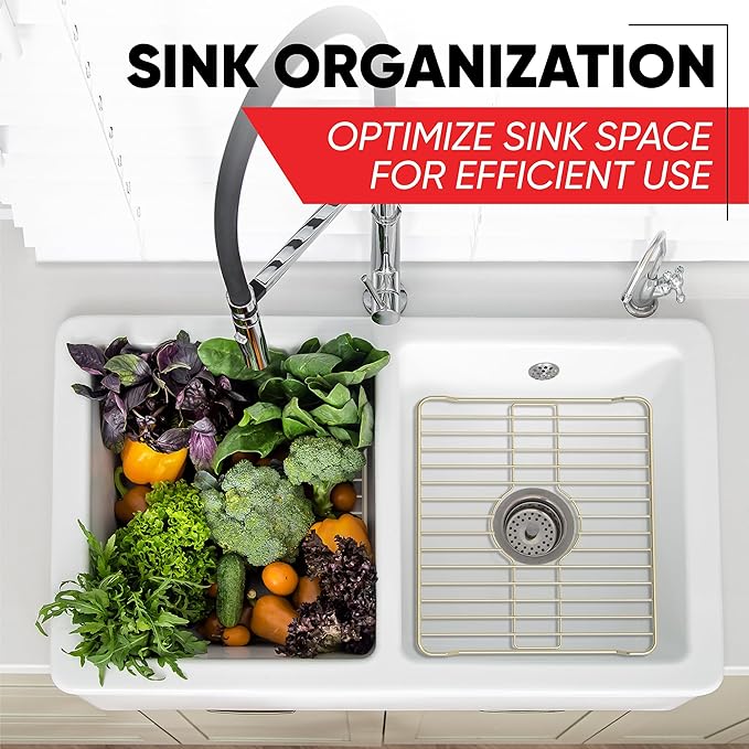 Better Houseware Sink Protectors for Kitchen Sink, Protective Metal Grid, 24.125x12.75x1 inches, Black Kitchen Sink Mat to Shield Sink Base from Scratches, Rust-Resistant Coating, 2 Pack, XL