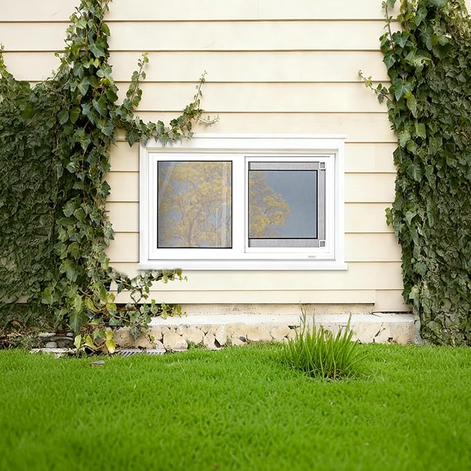 Vinyl Basement Window, 24" x 16" Bathroom Sliding Window with Double Pane Insulated Tempered Glass and Fiberglass Screen for Basement, Bathroom, Shed (White)