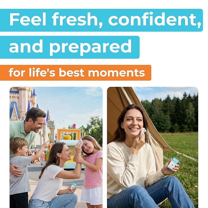 Impossibly Compact Travel Flushable Wipes - 99.5% Water and Aloe - Safe for Sensitive Skin, Hypoallergenic & Unscented - Travel Essentials for Adults, Kids & Baby Care - 8 Pack Total 48 Wipes