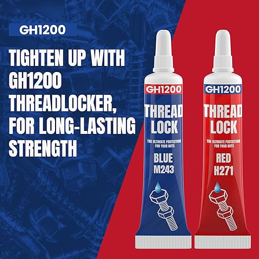GH1200-6gx2 Pack Thread Lock Medium and Strong Strength for Nuts, Bolts, and Metals, Threadlocker Lock Tight & Seal Fasteners with Stable and Consistent Performance