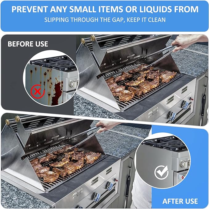 Tonhui Stainless Steel Stove Gap Covers, Kitchen Stove Counter Gap Filler, Range Trim Kit Stove Guard Counter Gap Cover Length 23.4" Heat Resistant for Years of Use - 2 PCS (Left and Right)