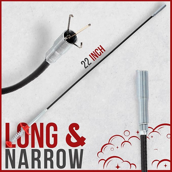 22" Snake Drain Clog Remover - Used as Hair Clog Remover for Sink, Shower, and Bathtub - Dryer Vent Cleaner, and as a Flexible Grabber Tool for Hard to Reach Places (3 Pack) - By RAM-PRO