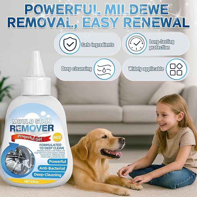 MoldStain Remover Gel,8 Fl Oz Washing Machine Cleaner for Grout Caulk, Bathroom, Shower, Bathtub, Refrigerator Cleaning Solution, Front Load Washer Gasket, Grout Cleaner