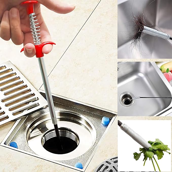 Drain Snake, Drain Clog Remover - Gutter Cleaning Tools Drain Cleaner for Toilet Sewer Shower Kitchen Bathroom Tub Clogged Drains Opener Cleaning Tool, Flexible Grabber Claw Pick Up Reacher (35 inch)
