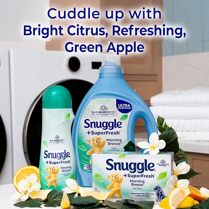 Snuggle SuperFresh Fabric Softener Liquid, Ultra Concentrated, 78.8 Oz, 150 Medium Loads, Morning Breeze Fabric Conditioner, Lasting Scent, Fights Stubborn Odors, Softens, Reduces Static & Wrinkles
