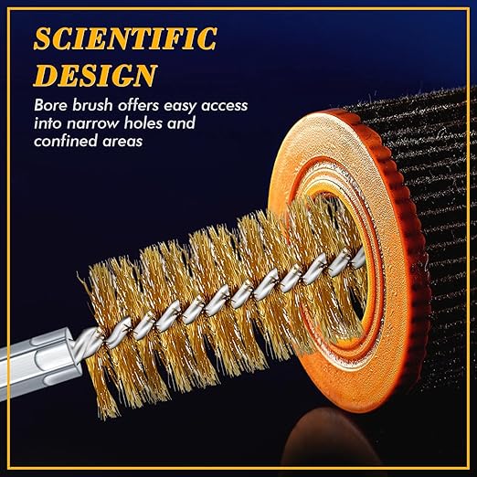 12 Pieces Bore Brush for Drill Wire Bore Brush Set Wire Cleaning Set Stainless Steel Cleaning for Power Drill Impact Driver (Brass)