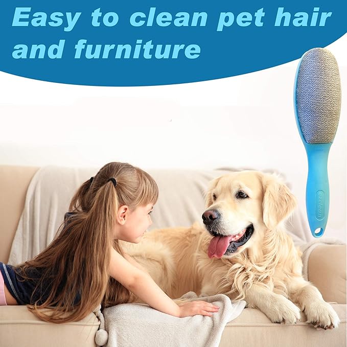 ezclean 2 Pack Lint Brush for Clothes, Couch, Furniture Reusable & Double Sided Pet Hair Remover Brush, Cleaner for Dog Cat Hair, Magic Velvet Lint Remover for Clothes, Fabric, Upholstery, Fuzz, Dust