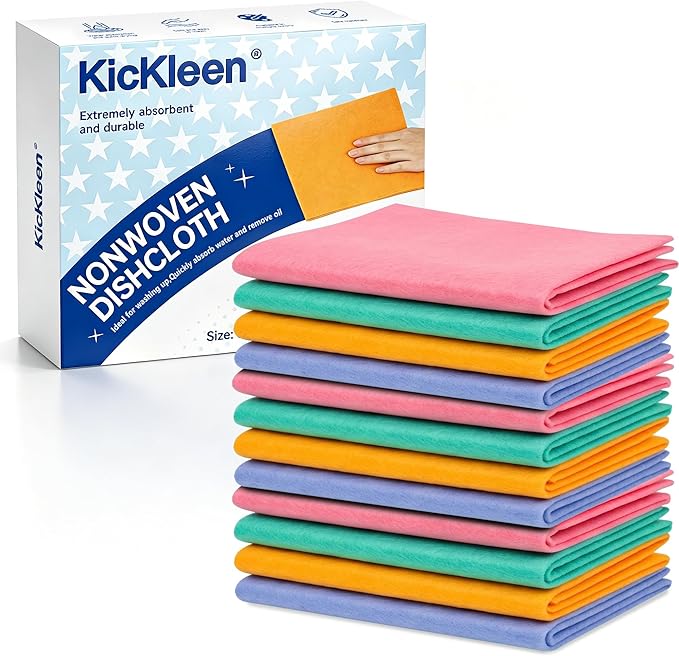 12 Pcs Cleaning Dish Cloths, Microfiber Streak Free Cleaning Cloths Reuseable Cleaning Wipes Rag for Windows Glass Mirror Car (Mix-Color)
