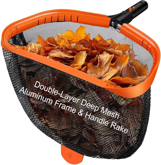 20.5'' Extra-Large Pool Net, Pool Skimmer Net with Double-Layer Netting Bag, Aluminum Frame, Deep Nylon Large Capacity Pool Cleaning Net, Leaf Skimmer Rake for Above Ground & In-ground Pools (No Pole)