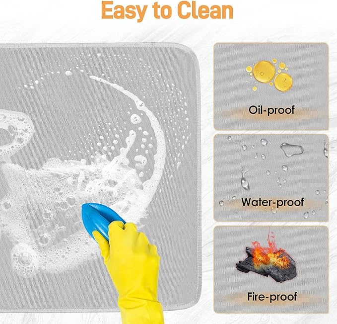 24 x 31in Fireproof Grill Mats for Outdoor Grill to Protect Your Grill Table - Heat Resistant Grill Table Mat - Waterproof & Oilproof BBQ Mat - Grey