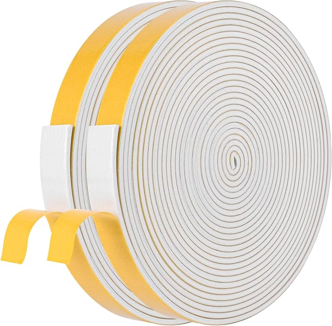 Self-Adhesive Weatherstrip 3/4in x 1/8in x 50Ft High Density Foam Insulation Strips with Strong Adhesive for Door and Window Sound Isolation