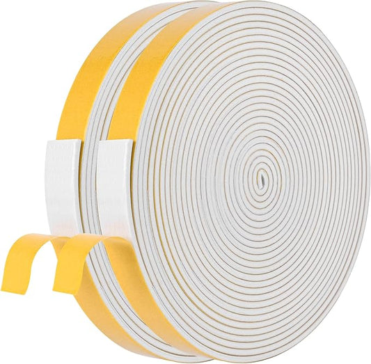 Self-Adhesive Weatherstrip 3/4in x 1/8in x 50Ft High Density Foam Insulation Strips with Strong Adhesive for Door and Window Sound Isolation