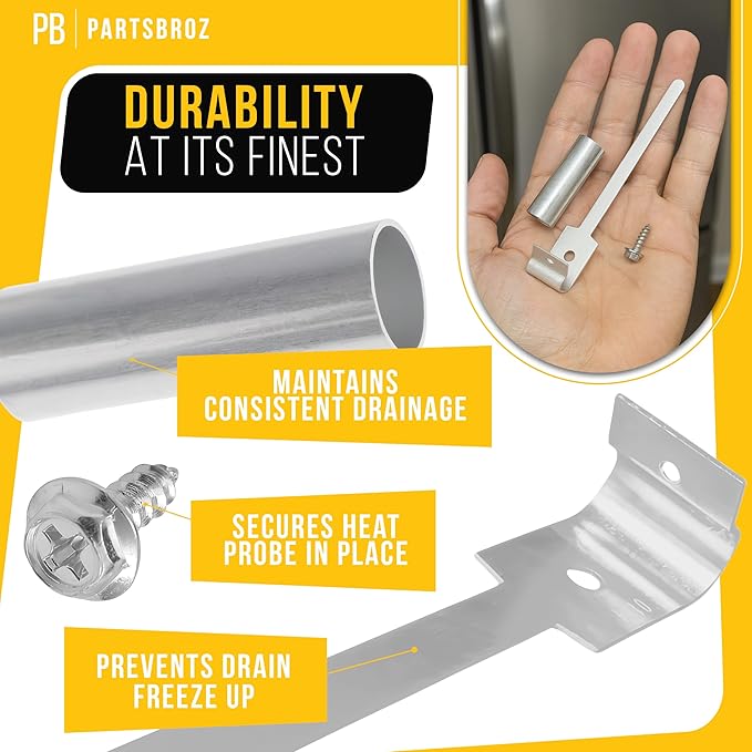 PartsBroz 819043 Drain Heat Probe - Compatible With Whirlpool Kenmore Refrigerator - Replaces AP3119957 PS392527 819043VP W10210798 726493 978498 Ultra Durable Replacement