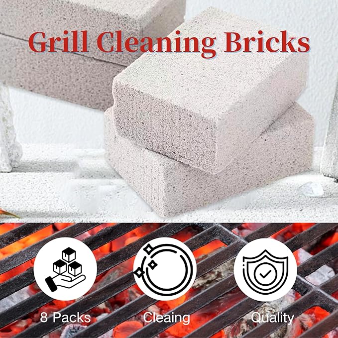 Cayton Grill Brick, 8 PCS Griddle Stone Cleaning Block Barbecue Grill Floating Stone Cleaning Tools Weighted for Cleaning Floating Stones in Ovens Stoves Barbecue Grills