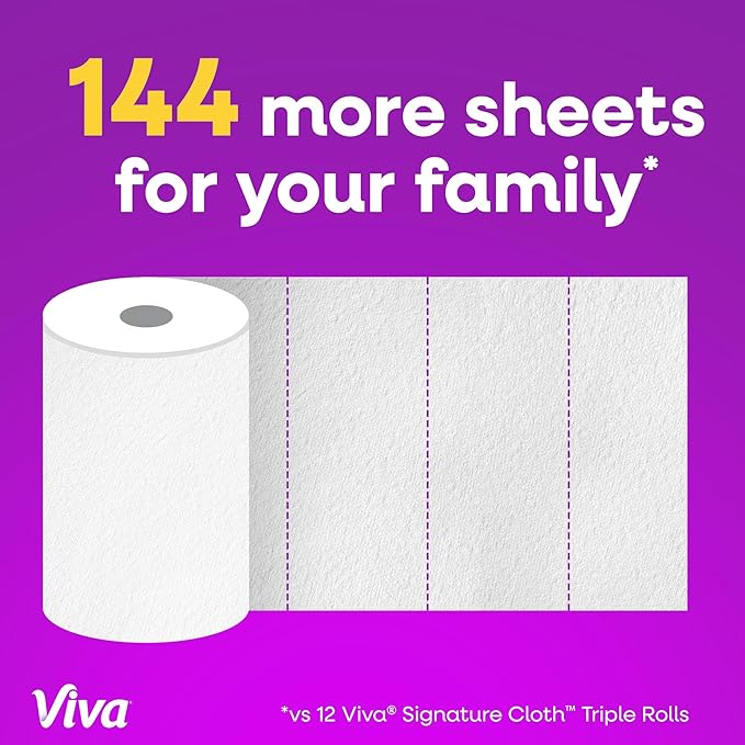 Viva Signature Cloth Paper Towels, Task Size, 12 Family Triple Rolls, 141 Sheets per Roll (Packaging May Vary)