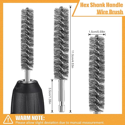Geiserailie Bore Brush Bristles Wire Brush for Power Drill Cleaning Wire with Hex Shank Handle for Power Drill Cleaning(5 Pieces,Stainless Steel)