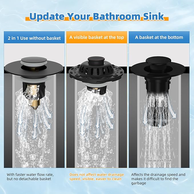 2PACK Universal Bathtub Drain Stopper Shower Hair Catcher Bathroom Sink Strainer, Tub Stopper with Visible Top Strainer, Brass Metal 3 in 1 Stopper for Standard 1.1''~2.36'' Hole, Oil-Rubbed Bronze