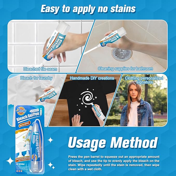 Bleach Pen For Clothing, Bleach Pen, bleach gel pen, Stain Remover Pen, Clothing Bleached DIY Design, Mold Stain Remover Gel,Travel,Instantly Remove Stains,Pearl White (1.76 Fl Oz (Pack of 2), Lemon)