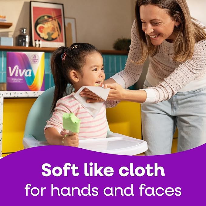 Viva Signature Cloth Paper Towels, Task Size, 2 Family Triple Rolls, 141 Sheets per Roll (Packaging May Vary)