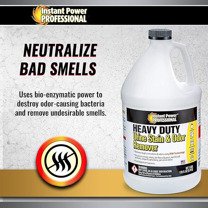 Instant Power Heavy Duty Urine Stain and Odor Remover, Stain and Smell Remover, 128 Fl. Oz 4 Pack