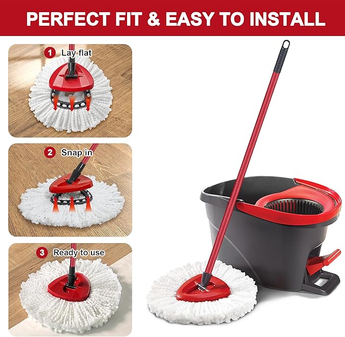 1 Pack Mop Heads Replacement for O-Ceda Easy Wrin Spin Mop, Microfiber Spin Mop Refills, Easy Cleaning Mop Head Replacement (1pc 1-Tank Mop White)