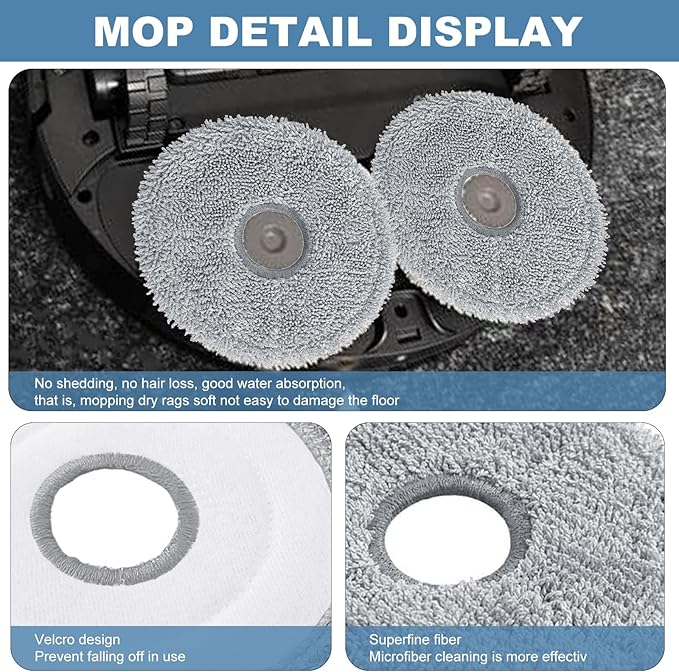 Accessories Replacement Parts compatible with Dreame X40 Ultra/ L40 Ultra MOVA P10 Pro/ P50 Pro ultra Robot Vacuum Cleaner, 2 Rubber Main Brush, 6 Filters, 6 Dust Bags, 6 Mop Pads, 6 Side Brushes