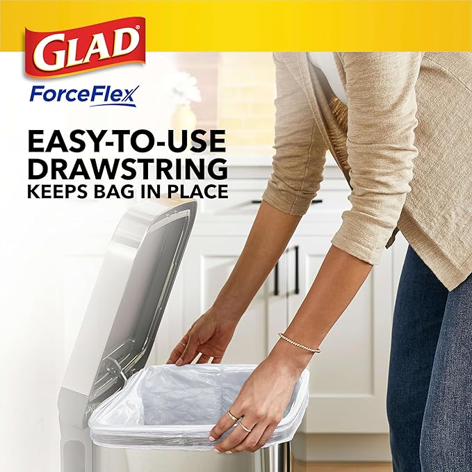 Glad ForceFlex Tall Kitchen Drawstring Trash Bags,13 Gal,Fragrance Free,110 Ct (Package May Vary),(Pack of 3)