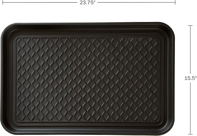 All-Weather Indoor/Outdoor Boot Tray - Weather-Resistant Hard Plastic Shoe Mat with Raised Edge for Entryways, Decks, and Patios by Stalwart (Black)