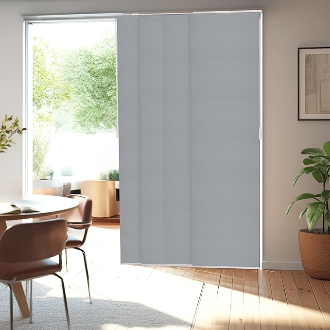 CHICOLOGY Sliding Door Blinds , Blinds for Sliding Glass Doors , Sliding Glass Door Blinds , Vertical Blinds for Patio Doors , Room Divider , Skyrise Grey (Light Filtering) W:46-86 x H: 0-96 inch