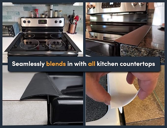 Linda’s Essentials Silicone Stove Gap Covers (2 Pack), Heat Resistant Oven Gap Filler Seals Gaps Between Stovetop and Counter, Easy to Clean Stove Gap Guard (21 Inches, White)