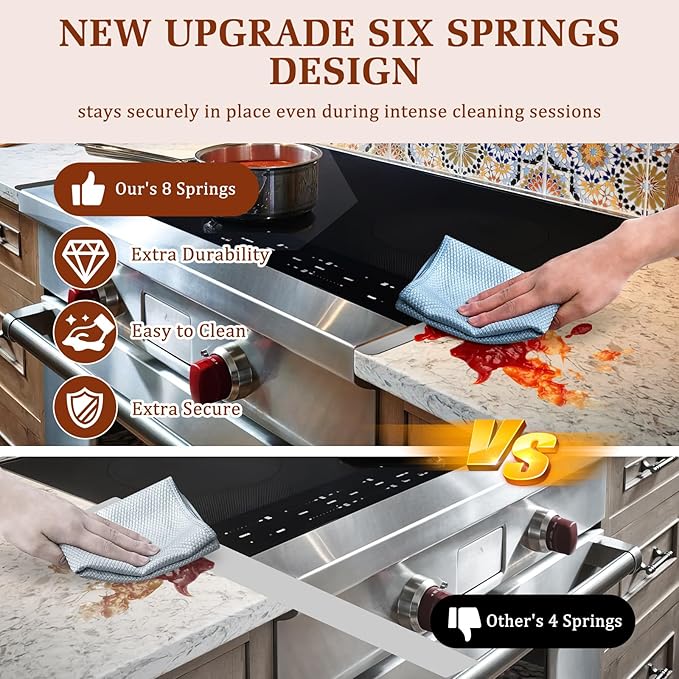Stainless Steel Stove & Counter Top Gap Covers Adjustable Length 13.8"-27.6”Oven Side Filler Kit Between, Heat Resistant Slide-in Range Trim Guard for Seamless Kitchen Accessories (Silver)