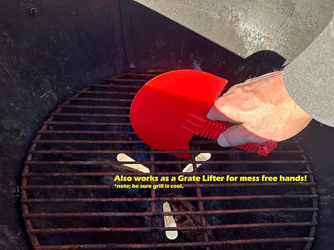 LavaLock Smok-n-Scrape Grill and Smoker Scraper, Residue Remover Cleaning Tool for Weber Kettle, Weber Smokey Mountain, UDS, WSM (Red Smoke-n-Scrape)